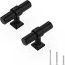 knobelite 10 Pack Matte Black Cabinet Knobs, Single Hole Cabinet Handles for Kitchen Bathroom, Stainless Steel T Bar Knob for Dressers Cabinets