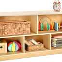 wingyz Wooden Storage Cabinet, 5-Section Montessori Bookshelf, Kids Toy Storage Organizer Book Shelf for Kids Rooms, Classroom, Playroom, Nursery, Preschool Book Shelves