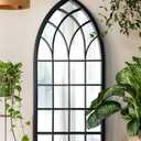 WAMIRRO Farmhouse Window Mirror,Arched Black Mantel Mirror,Cathedral Wall Mirrors with Window Pane for Entryway/Fireplace/Living Room/Hallway 20"X46"