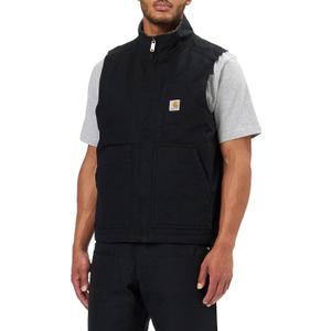 Carhartt Men's Loose Fit Washed Duck Sherpa-Lined Mock-Neck Vest (Large, Black)