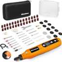 Cordless Rotary Tool, 5 Variable Speed Mini Rotary Tool Kit with 64 Accessories, 3.7V Type-C Charging Power Rotary Tool for Engraving, Sanding, Polishing, Carving, Cutting, DIY Crafts (Orange)