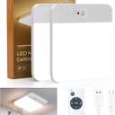 2 Pack Rechargeable Motion Sensor Ceiling Light, Wireless LED Light with Remote, 400LM 3 Color Dimmable for Closet & Indoor Use