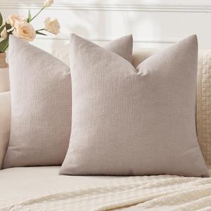 MIULEE Taupe Grey Couch Pillow Covers 20x20 Inch, Set of 2 Soft Chenille Decorative Square Throw Pillow Covers Farmhouse for Sofa Living Room Bed