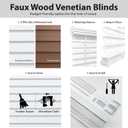 DEZ FURNISHINGS Cordless 2" Signature Faux Wood Blind, 25.25" W x 72" H, Embossed White