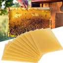 10Pcs Natural Beeswax Sheets Beeswax Honeycomb Sheets Wax Foundation Bee Hives Kit Beeswax Sheets for Candles Making Furniture Floor Polishing