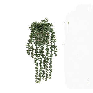 Fake Hanging Plants, 2pcs Artificial Potted Greenery Faux Eucalyptus Vine Fern and String of Pearls in Pot for Home Room Wall Shelf Patio Garden Indoor Outdoor Decor