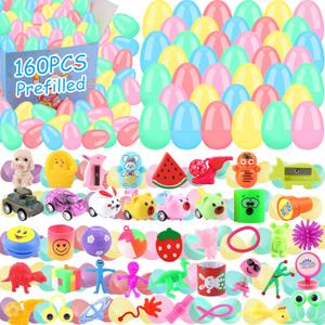 155 PCS Prefilled Easter Eggs with Toys,Filled Easter Eggs with Toys Inside,Easter Basket Stuffers for Kids,Prefilled Eggs for Easter Egg Hunt,Easter Party Favors for Kids Classroom Prizes