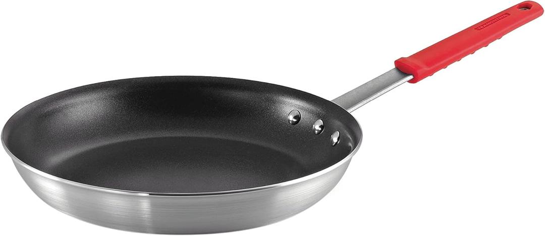 Tramontina Professional 12-Inch Non Stick Large Frying Pan, Heavy-Gauge Aluminum Skillet with Reinforced Nonstick Coating, Red Handle, Dishwasher and Oven Safe
