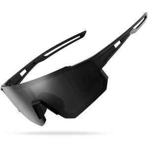 Polarized Sports Sunglasses for Men and Women,Fishing Cycling Mountain Bike Baseball Sunglasses with UV Protection (A1 Matte Black Frame - Gray)