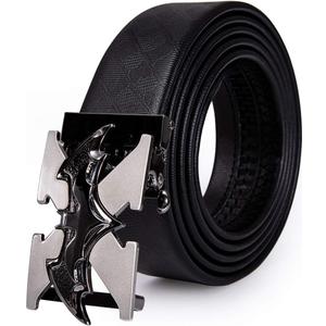 Dubulle Designer Ratchet Belt for Men Leather Fashion Adjustable Automatic Buckle Sliding Removable Dress Casual (Adjustable Fit 22" to 38" Waist)