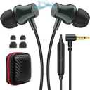 Wired Headphones Earphones for Laptop PC Chromebook Noise Isolating Ear Buds with 3.5mm Plug in Audio Jack Microphone HiFi Stereo Clear Call Volume Control for Kindle Fire School Travel MP3 Green