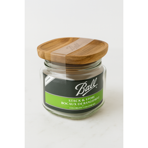 Ball Wide Mouth Mason Jar 4.0 Cup (1 Pack) With M.E.M Wooden Storage Lid for Storage, Grains, Herbs, Pasta, Coffee, Cookies