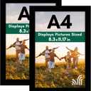 Americanflat A4 Picture Frame with Shatter-Resistant Glass - Set of 2-8.3x11.7 Frame with Engineered Wood - Signature Collection - A4 Frames for Tabletop and Wall Display - Black