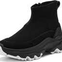 Sorel Women's Kinetic Breakthru Acadia Waterproof Shoe (6, Black/White)