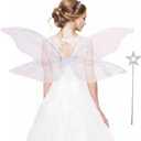 Fairy Wings for Adults Butterfly Fairy Costume for Women Girls Halloween Cosplay Accessories (White)