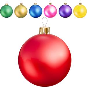 30 Inch Inflatable Outdoor Ornaments, PVC Inflatable Christmas Decorations Ball, Giant Christmas Balls for Indoor Yard Tree Lawn Decor (Vintage Red)