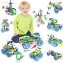 Count of 172 Motorized Erector Sets for Kids Ages 4 5 6 7 8+,STEM Building Toys for Boys Girls 3-5 4-8 5-7 6-8 Year Old, Engineering Kit, Electric Motor, Creative Educational Gift Learning Activities