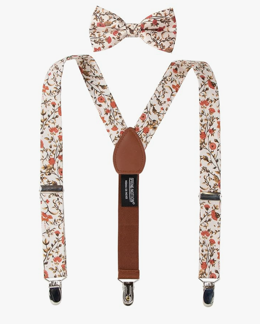 Spring Notion Boys' Cotton Floral Suspenders and Bow Tie For Kids Toddlers Infants