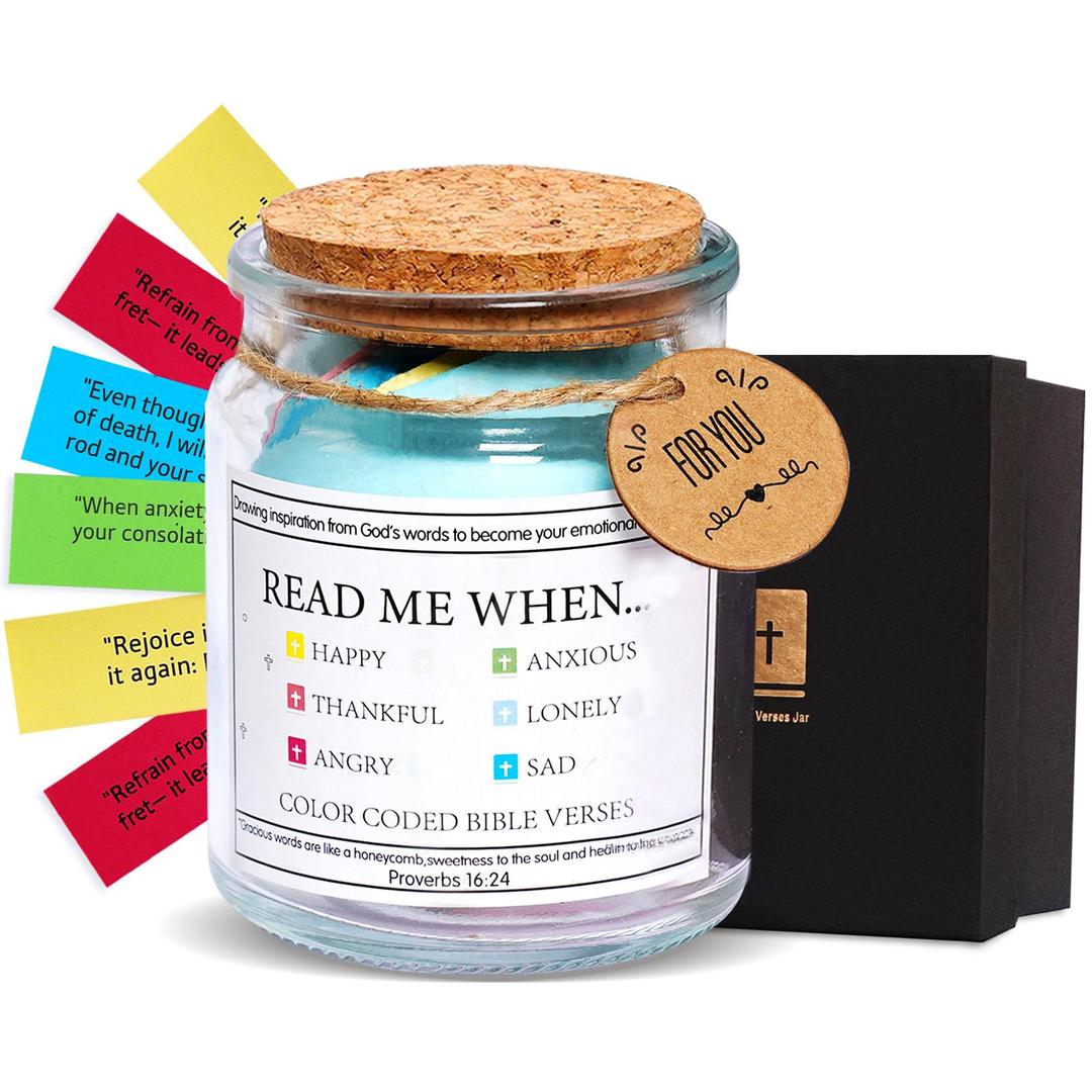 Bible Verse Jar,Christian Gift for Women,Men,Birthday Gifts for Women,Mom,Teen,Friends,Christmas Gift for Her,Daily Motivational Scripture Prayer Hope Jar,Valentines Day Gifts For Him, Her