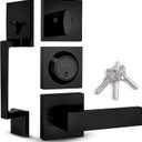 Mega Handles - TOBELLE Entry Door Handleset in Matte Black Finish - Single Cylinder Handleset with Lever for Entrance and Front Doors - Modern Door Handles for Left and Right-Handed Doors (1 Pack)
