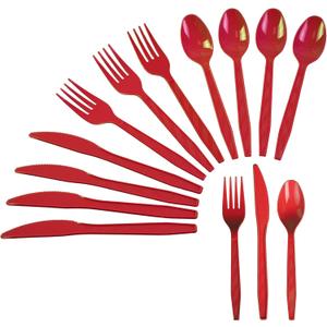 240 Pcs Disposable Red Plastic Silverware Set, Including Red Party Forks, Knives And Spoons 80 Pieces Each, Suitable For Parties, Weddings, Birthdays, Home Offices, Takeout