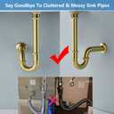 Brass P Trap with Bathroom Sink Stopper : 1-1/4 Sink Drain Bottle Trap Set No Overflow - Adjustable Height, Brushed Gold - Complete Basin Sink Plumbing Kit for Pipe Replacement