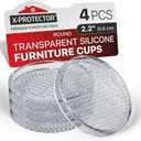 X-Protector Furniture Cups - 4 PCS 2.2" - Non Slip Furniture Pads for Hardwood Floors - Transparent Floor Protectors - Bed Stoppers to Prevent Sliding - Keep Furniture from Sliding on Floor! (Round)