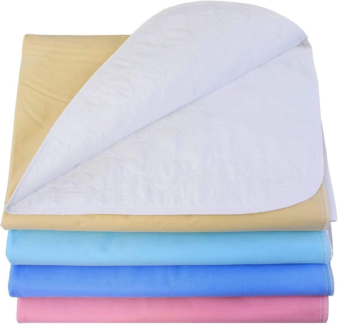 4 Pack - Heavy Weight Soaker 34"x36" Waterproof Reusable Incontinence Underpads / Washable Incontinence Bed Pads - Pink and Blue - Great for Adults, Kids and Pets -- 9oz Soaker