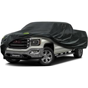 Kaugung Truck Cover Waterproof Custom Fit GMC Sierra 1500-3500 Double 6.5' Bed (2014-2025), 7 Layers Heavyweight Pickup Car Cover Outdoor Indoor Sun UV Rain Snow Wind Protection (Black)