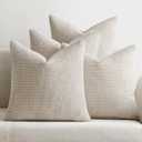 MIULEE Pack of 4 Couch Throw Pillow Covers 18x18 Inch Cream Soft Decorative Chenille Pillow Covers Farmhouse Accent Cushion Covers for Boho Spring Home Decor Sofa Bedroom Living Room