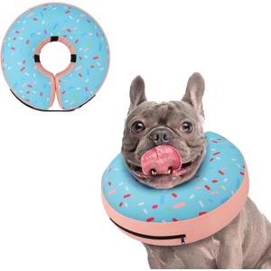 Supet Inflatable Dog Cone Collar for Large Medium Small Dogs, Soft Cone Collar for Dogs Cats, ECollar Doggie Neck Donut Dog Cone Alternative After Surgery Donut Blue, M(Neck 9"-12.5")
