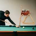 EXTCCT Wall Mounted Cue Holder - Hardwood Billiard Cue Rest and Drink Holder with Chalk Holder 11 x 6.3 x 4.1 Inches (Brown)