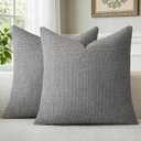 a moment Dark Gray Chenille Throw Pillow Covers 20x20 Inch Pack of 2 Modern Decorative Throw Pillow Covers Farmhouse Cross Covers Home Decor for Sofa Bedroom Living Room