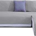 Double Side L Shape Couch Cover Sectional Sofa Covers Set Chaise Couch Cover Slip Covers for Sofas Couches Sectional Furniture Protector Cover (Medium,Light Grey)