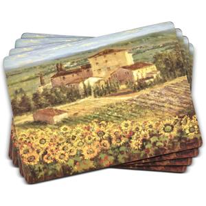 Pimpernel Tuscany Collection Placemats | Set of 4 | Heat Resistant Mats | Cork-Backed Board | Hard Placemat Set for Dining Table | Measures 15.7 x 11.7 Multicolor