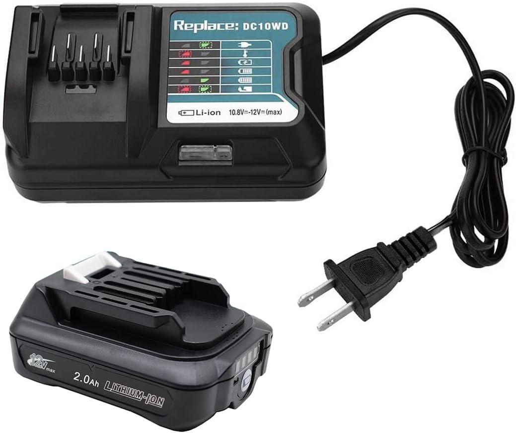 12V 2000mAh BL1021B Li-ion Battery with DC10WD Charger Replace for BL1016 BL1015 BL1020B Replace for Makita Tool DF031D DF0331D TD110D JR103D JR105D HSS01D MP100DZ HP332D DC10SB
