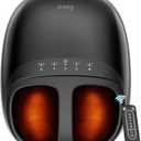 Shiatsu Foot Massager with Heat, Deep Kneading Therapy, Air Compression, for Feet Neuropathy, Plantar Fasciitis, Pain Relief, with Auto-Off Timer, Remote Control, for Men Women Size up to 13 (Black)