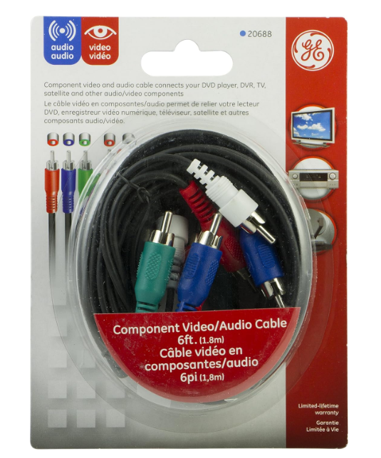 6 FT GE Home Electrical GE 20688 Component Audio Video Cable