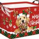 Clastyle Christmas Pet Baby Laundry Hamper Snowflake Kid Storage Basket Boy Girl Gift Toy Box Collapsible Clothes Organizer Nursery Bin for Bedroom,Puppy,40 * 30 * 30 cm