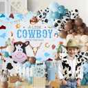 Cowboy Baby Shower Backdrops A Little Cowboy is On The Way for Boy Blue Wild West Theme Baby Shower Western Vintage Rodeo Ranch Cow Party Decorations70.8in*43.3in