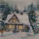 BCUANGD Winter Wall Art - Retro Christmas Deer Wall Decor Poster Hanger with Wood Frames, Rustic Pine Tree Landspace Holiday Xmas Wall Hanging Canvas Decor for Farmhouse Home Bedroom, 12x16 Inches