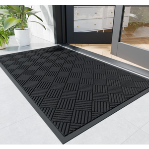 Durable Indoor Outdoor Door Mat, 3' x 4' Heavy Duty Front Door Mat for Entryway, Non-Slip Backing, Stain and Fade Resistant, Absorbent Commercial Floor Mat for High Traffic Area, Black