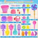 Dreamon Collapsible Beach Toys Set for Kids 3-10, Collapsible Sand Bucket Shovels Set with Mesh Bag and Beach Molds, Ice Cream Sand Toys for Beach, Sandbox Travel Toys for Kids Toddlers Girls