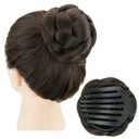 IMISSU Braided Chignon Hair Donut Hairpieces Dancer Scrunchie Claw Hair Bun Updo Wig (Chocolate Brown)