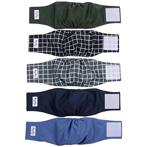 JoyDaog Reusable Dog Belly Bands for Male Dogs Diapers,5 Pack Premium Washable Dog Diapers Male Doggie Nappies Wrap,L