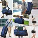 29" 86L Foldable Wheeled Duffle Bag, Waterproof Travel Rolling Backpack with Quilted Bottom, Navy