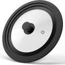 Universal Lid for Pots, Pans and Skillets - Tempered Glass with Heat Resistant Silicone Rim and Heat Resistant Handle Fits 9.5", 10.5" and 11" Diameter Cookware, Black