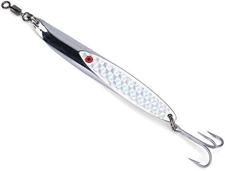 Fishing Lures Sequins, Bass Fishing Vertical Jig Hard Spoon Bait Jig Lure Artificial Hook(84g Silver)
