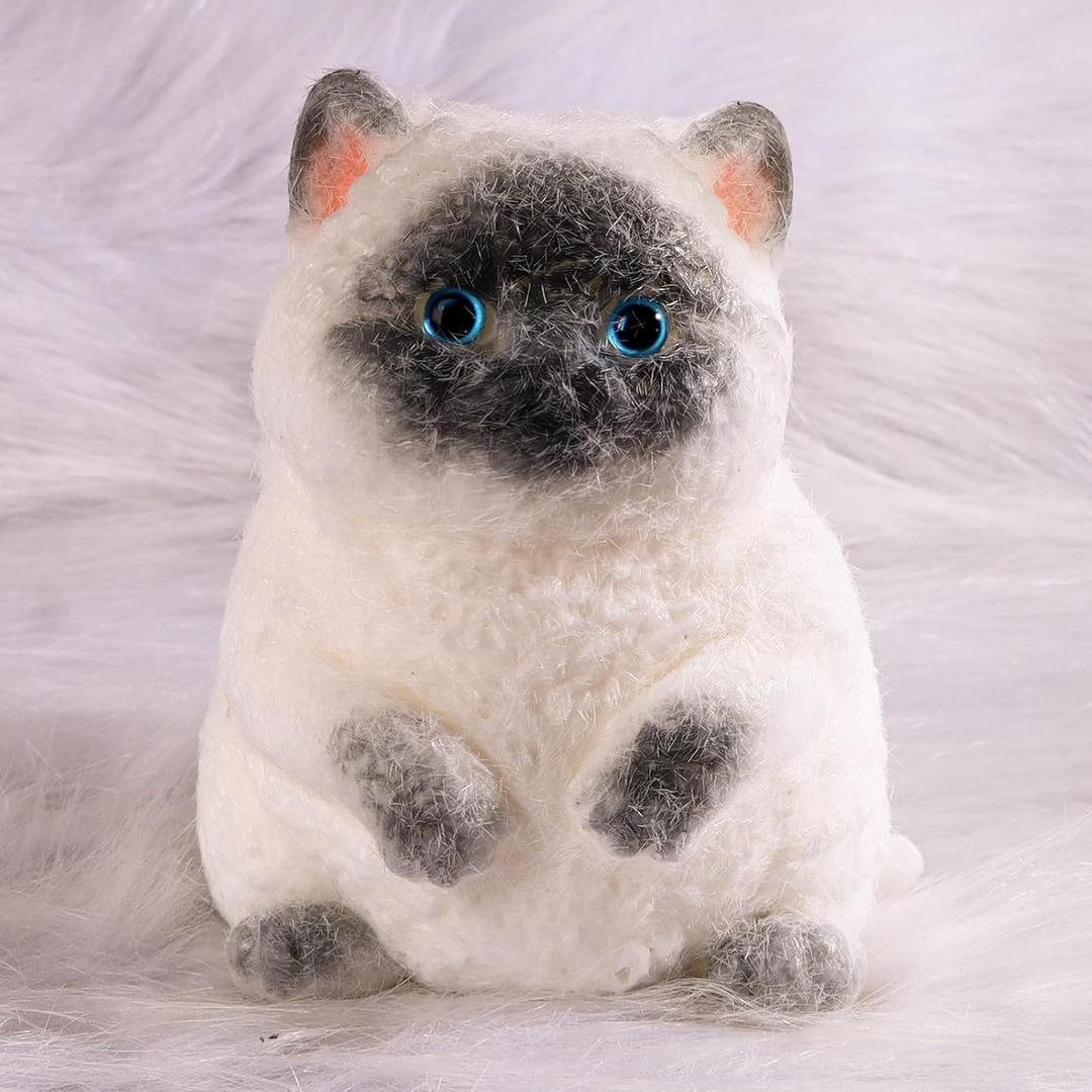 Big Taba Squishy Cat, Handmade Large Cat Taba Toys, Stress Relief, Funny, Cute Soft Cat Squishy Stress Toy Gifts.(Medium Siamese Cat)