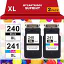 PG-240 XL/CL-241 XL Ink Cartridges Replacement for Canon 240XL 241XL Combo Pack 240 241 for Canon PIXMA MG3620 TS5120 MG3520 MG3600 MG3220 MX472 Printer (1 Black, 1 Tri-Color, 2 Pack)